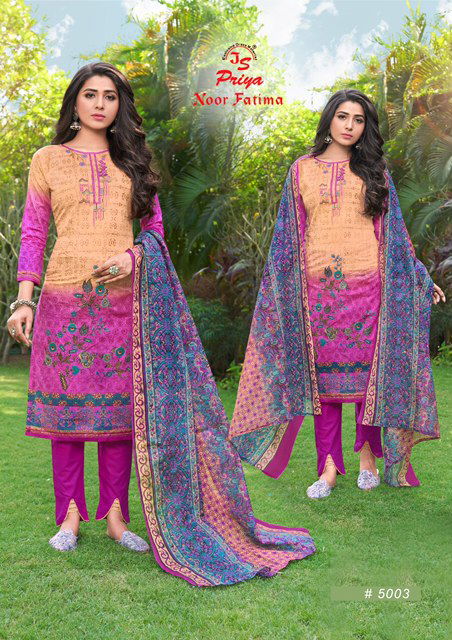 Js Priya Noor Fatima 5 Latest Fancy Collection Of Designer Printed Pure Cotton Dress Material